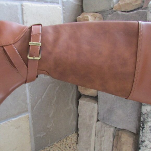 NEW SAM EDELMAN CIRCUS COGNAC TALL BOOTS WOMENS  ZIP SIDE - Picture 3 of 11